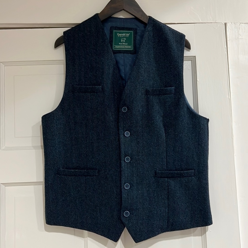 Wool blend tweed vest / waistcoat size 42